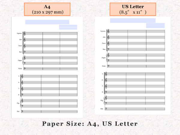 SATB Choir Organ - Printable Blank Sheet Music Paper PDF 04
