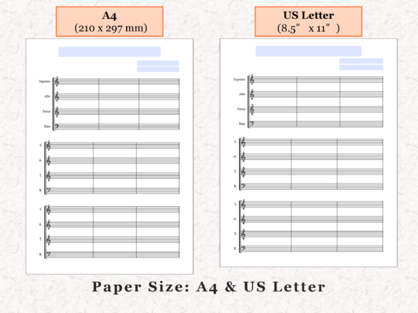 SATB Choir - Printable Blank Sheet Music Paper PDF 05