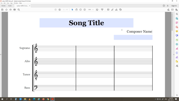 SATB Choir - Printable Blank Sheet Music Paper PDF 06