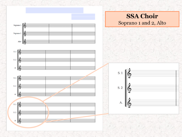 SSA Choir - Printable Blank Sheet Music Paper PDF 02