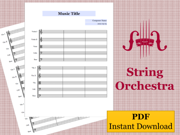 String Orchestra - Printable Blank Sheet Music Paper PDF