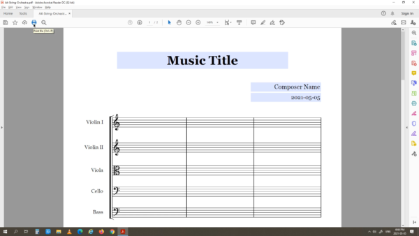 String Orchestra - Printable Blank Sheet Music Paper PDF 05