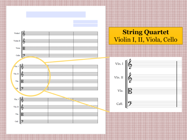 String Quartet - Printable Blank Sheet Music Paper PDF 02