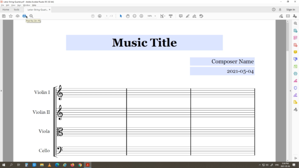 String Quartet - Printable Blank Sheet Music Paper PDF 05