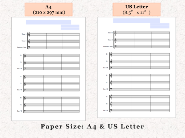 TTB Choir - Printable Blank Sheet Music Paper PDF 05